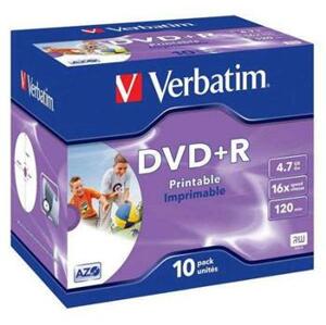 Verbatim DVD+R(10-Pack)Printable/Jewel/16x/4.7GB 43508; 43508