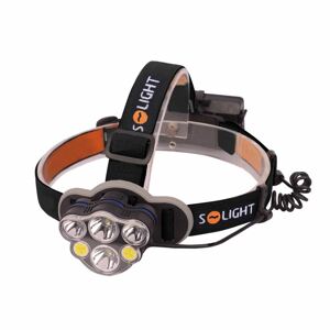 Solight LED čelová nabíjecí svítilna, 550lm, Li-Ion, USB; WN35